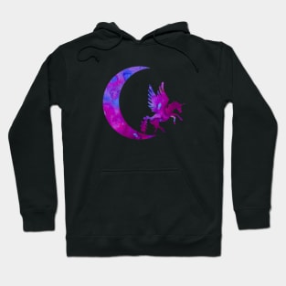 Purple Crescent Moon and Unicorn Hoodie